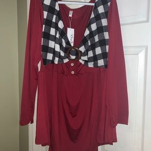 Red Plaid Women's Top